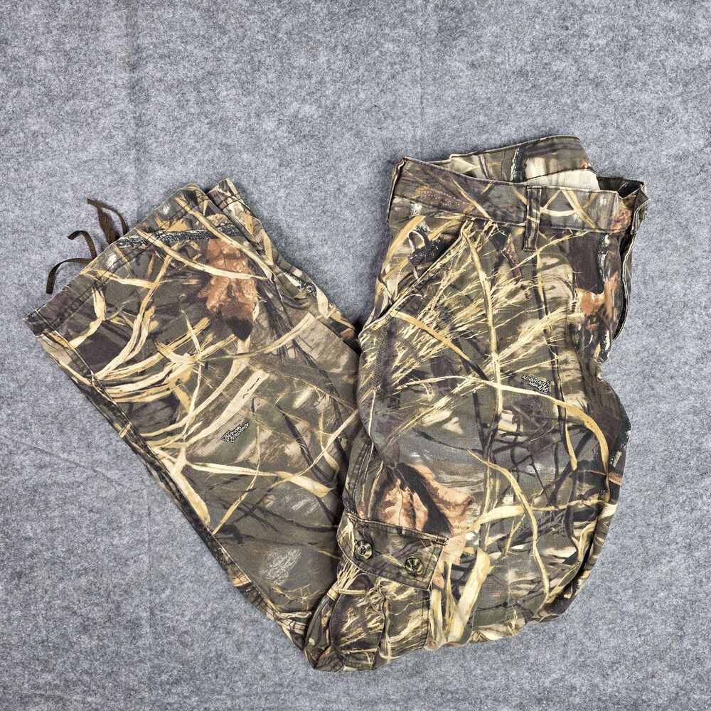 Russell Outdoors Pants Mens‎ XL Camo Cargo Hunting Explorer Midweight Cotton